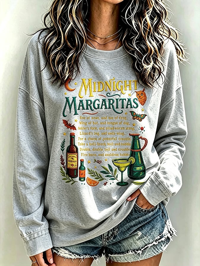 Women's Always Throw Spilled Salt Over Your Left Shoulder Print Casual Sweatshirt