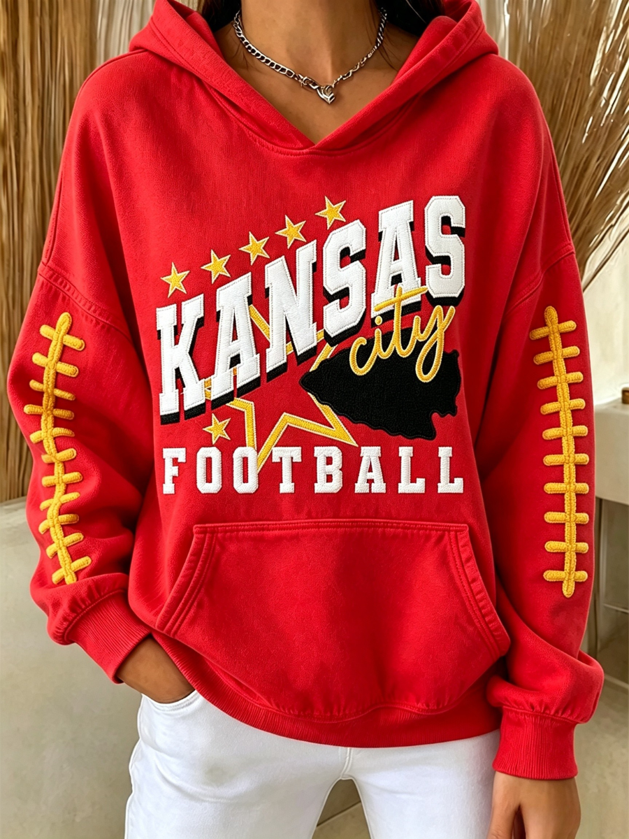 Women's Football Printed Vintage Hoodie