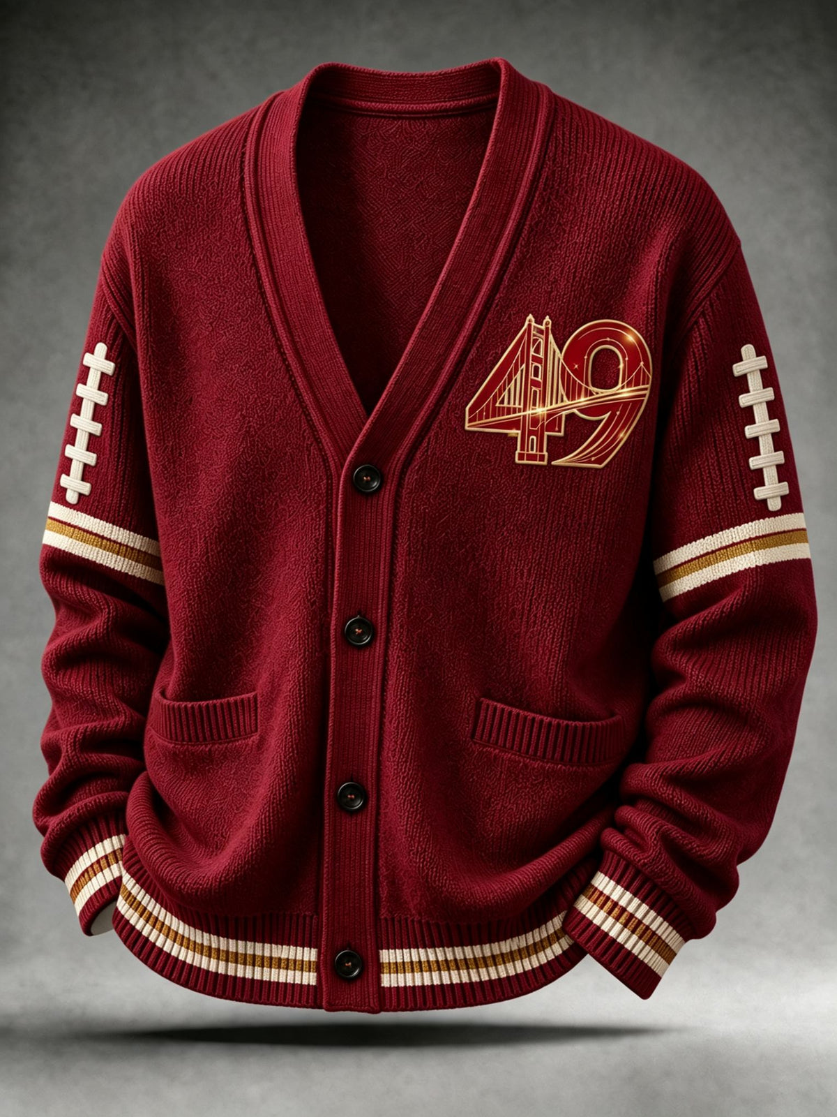 Men'S Sports Football Long Sleeved Cardigan