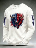 Men's Houston Texans Football Red Blue Bull Printed T-shirt