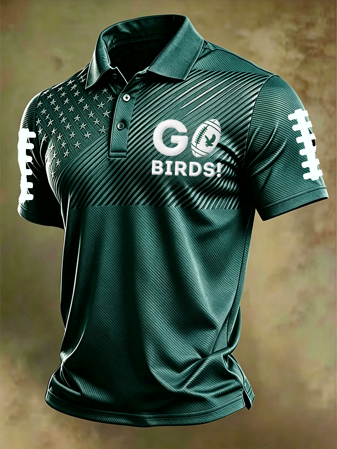 Men'S Football Print Polo T-Shirt