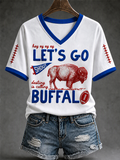 Women's Football Lover Bulls BUF Art Printed T-shirt