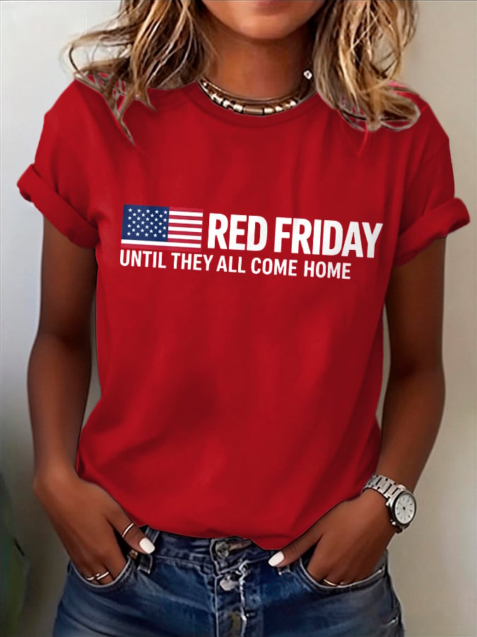 Women's Red Friday Print T-Shirt