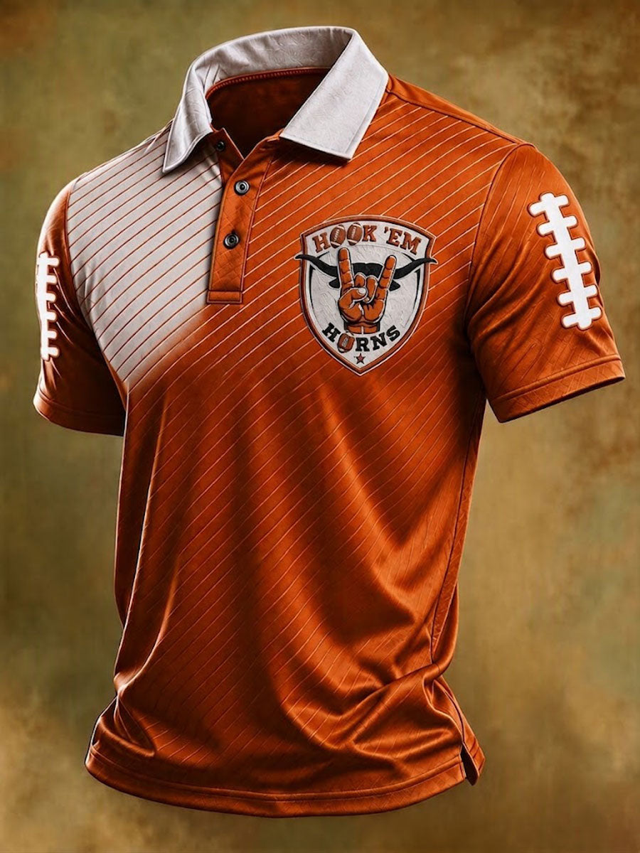 Men's Retro Rugby Collar Polo T-shirt