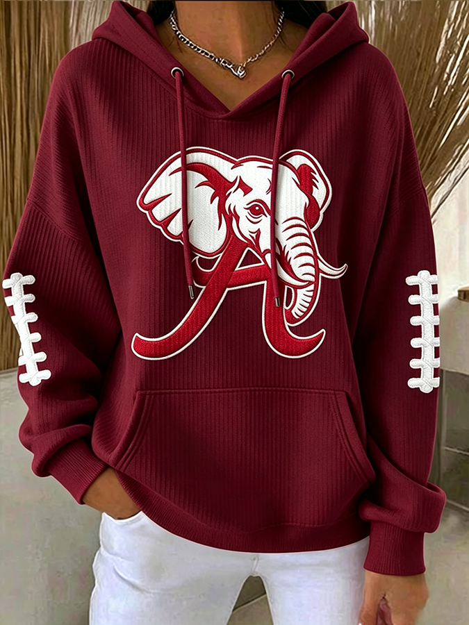 Women'S Rugby Printed Hooded Sweatshirt