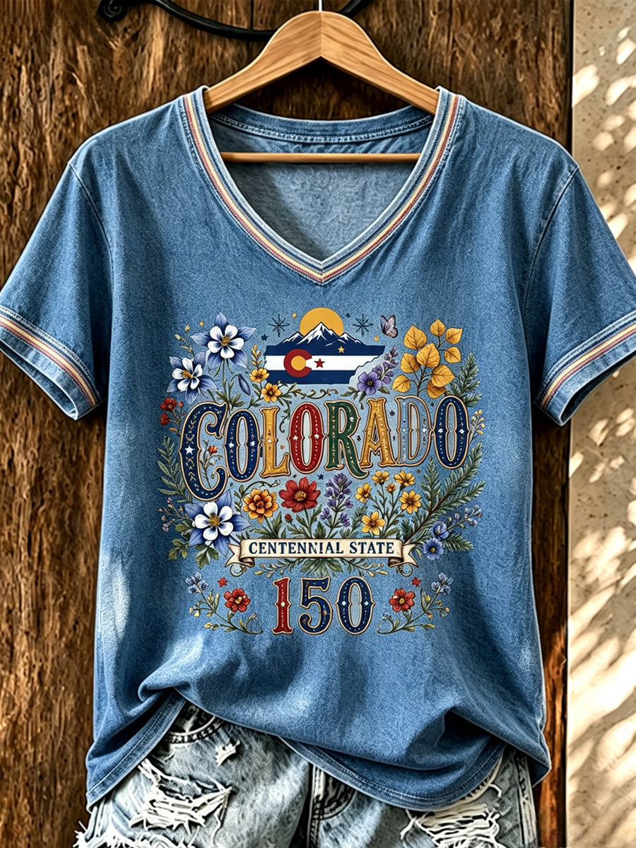 Women's Colorado 150years Anniversary Casual T-shirt