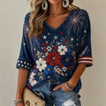 Women's American Retro Floral Print Casual Top