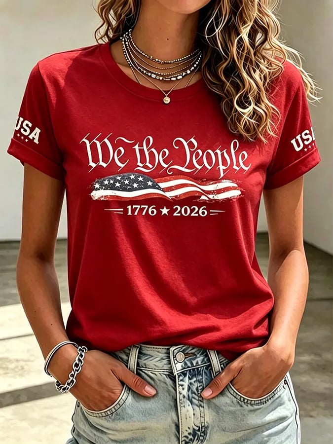 Women'S Independence Day Print Short-Sleeve Top