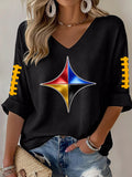 Women'S Football Print Waffle Top