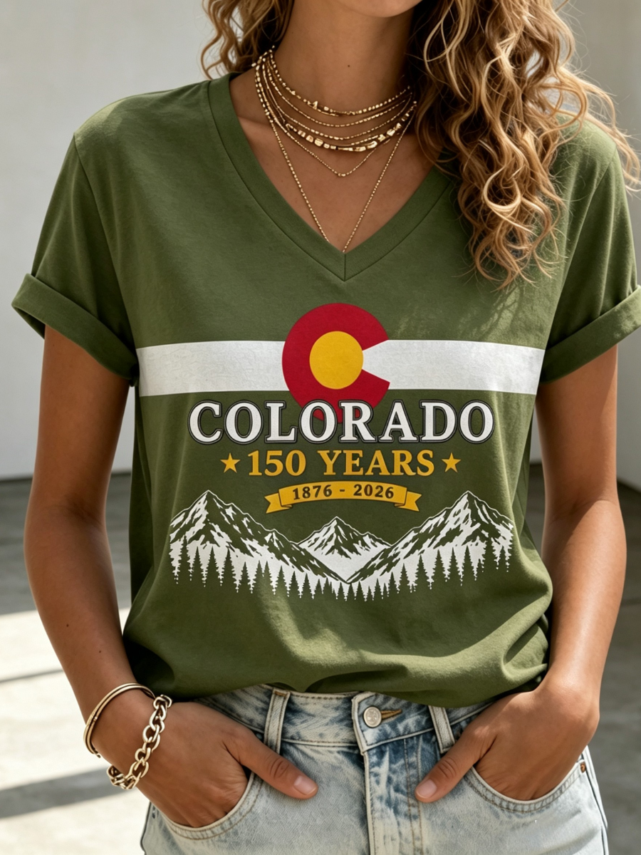Women's Colorado Strong Cotton And Linen V Neck Top