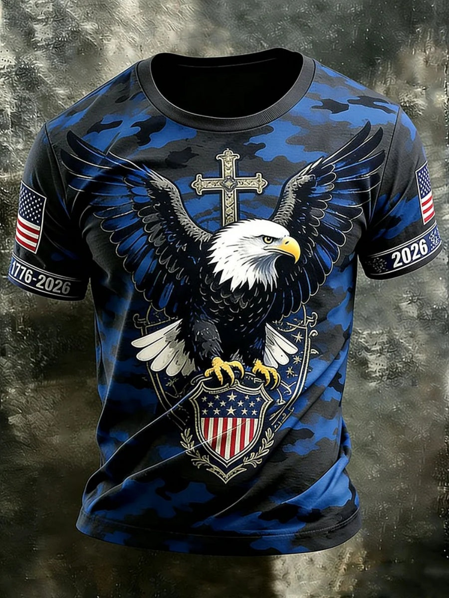 Men's Vintage 250th Anniversary Eagle Print Short-Sleeve T-Shirt