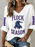 Women'S Football Print Waffle  Top