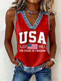 Women'S Flag Printed Casual Vest