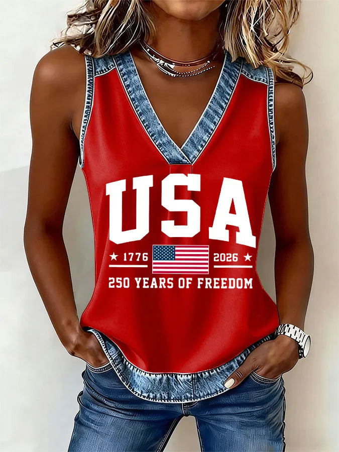 Women'S Flag Printed Casual Vest