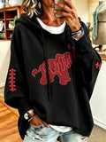 Women'S Retro Rugby Printed Hoodie