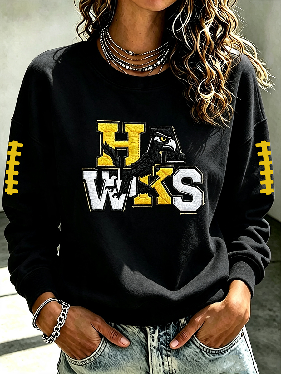 Women'S Retro Football Print Round Neck Sports Shirt