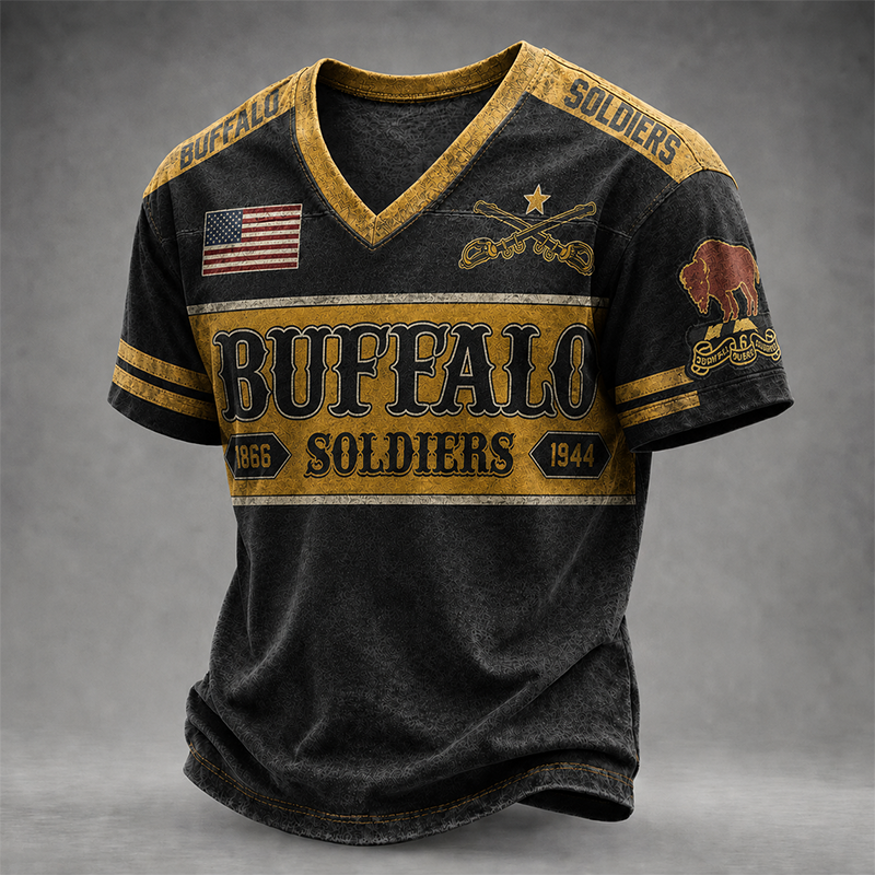 Men's Buffalo Soldier Summer V-Neck T-Shirt
