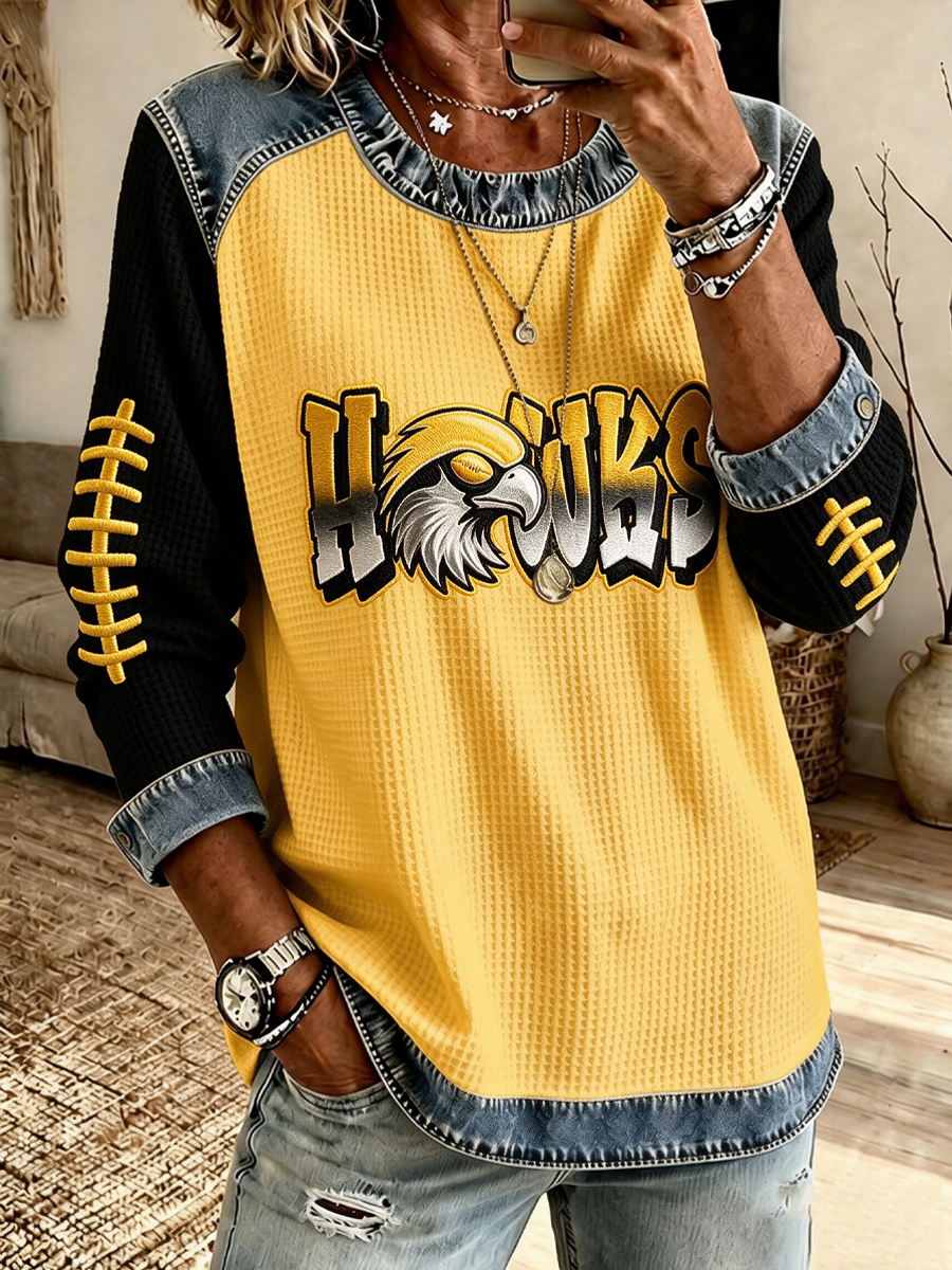 Women'S Football Printed Casual Long Sleeve Top