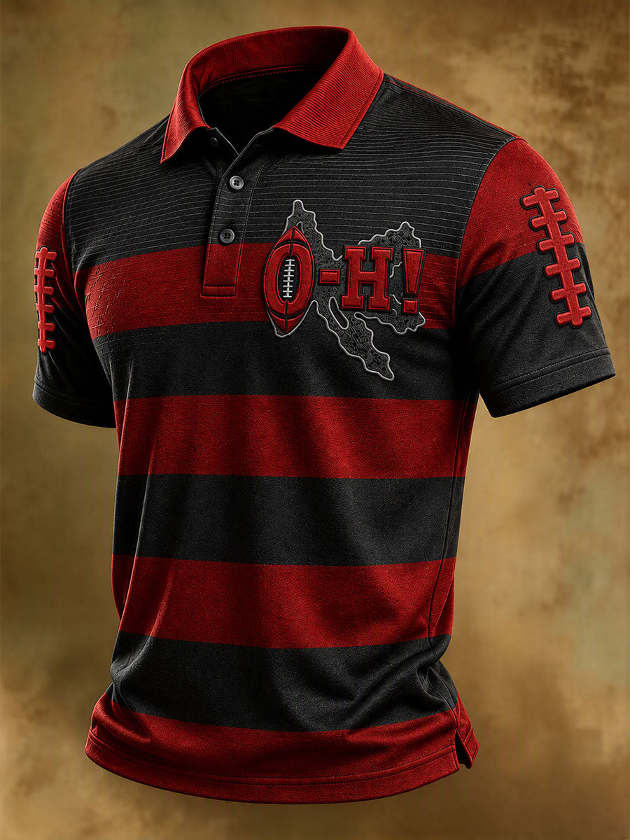 Men'S Retro Rugby Collar Polo T-Shirt