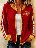 Women's Football Pattern Knitted Cardigan Top