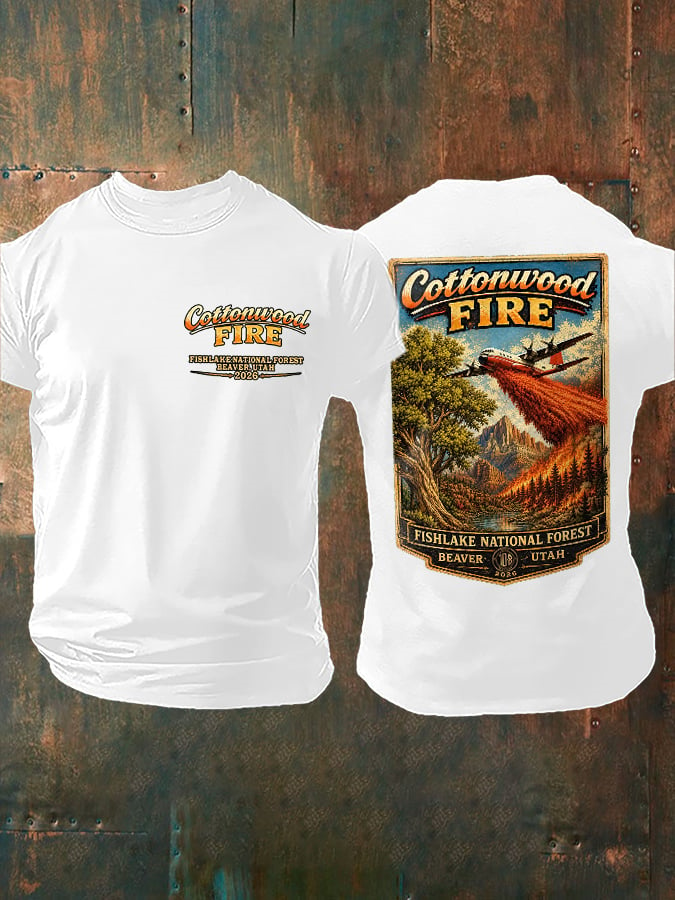 Men'S Retro Cottonwood Fire Fishlake National Forest, Beaver, Utah 2026 Print T-Shirt