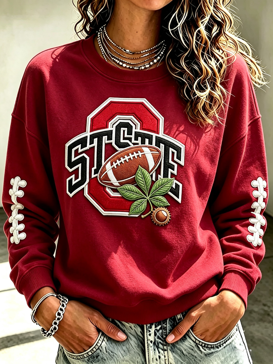 Ladies' Rugby Printed Round Neck T-Shirt