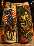Men's Buffalo Soldier Juneteenth 1865 Western Style Print Casual Shorts