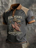 Men'S Retro American Patriots Independence Day 250Th Anniversary Commemorative Lapel Short Sleeved Shirt