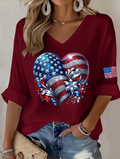 Women'S Casual Independence Day Commemorative Print 250Th Anniversary Celebration Casual Top