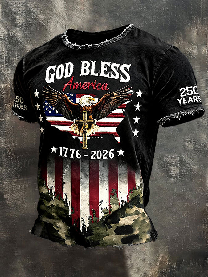 Men's American Flag Printed Casual T-shirt