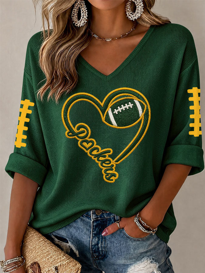 Women'S Football Print Waffle Top