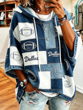 Women's Football Print Casual Hooded Sweatshirt