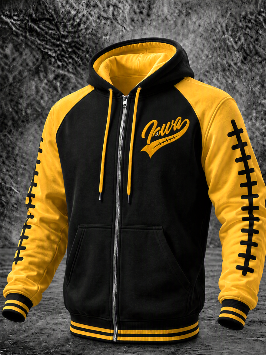 Men'S Sports Football Printed Zipper Hoodie