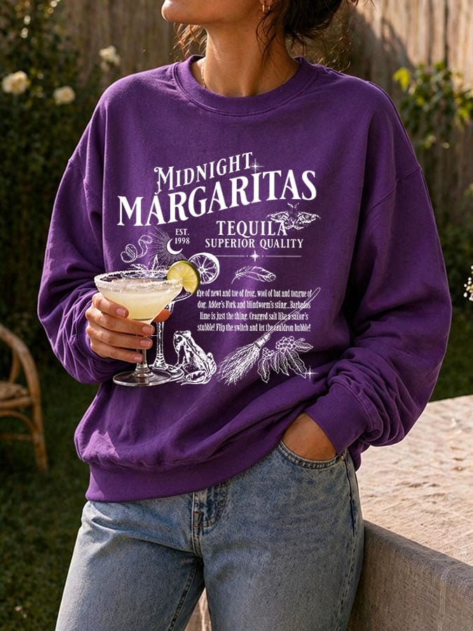 Women's Midnight Margaritas Print Casual Sweatshirt