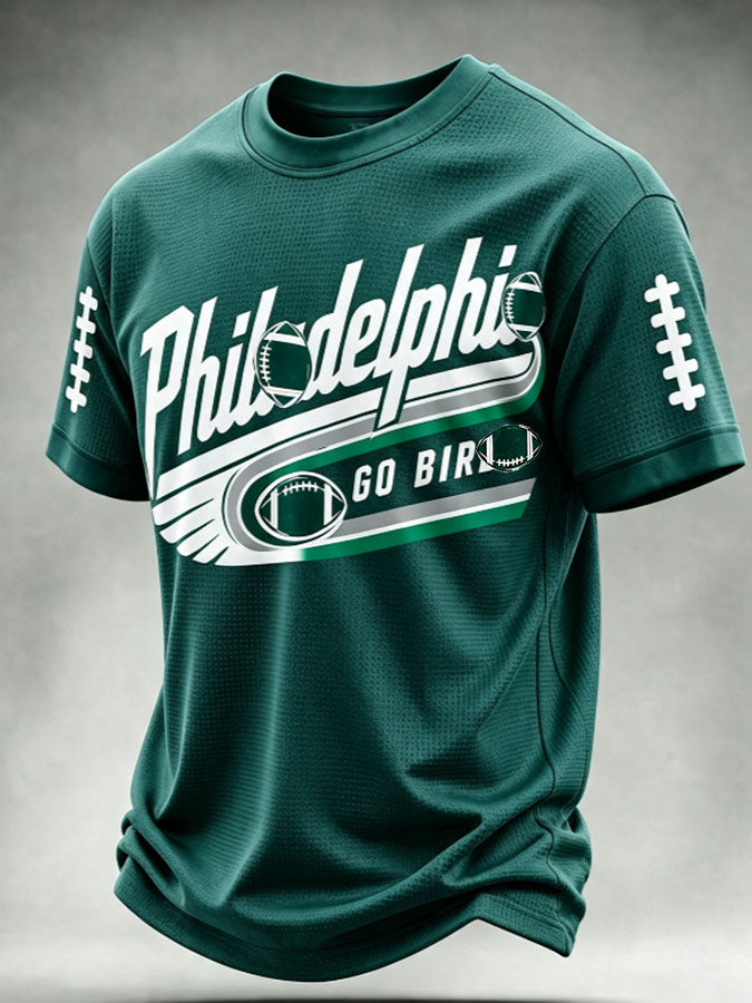 Men's Eagles and Go Birds Football Print Waffle T-shirt
