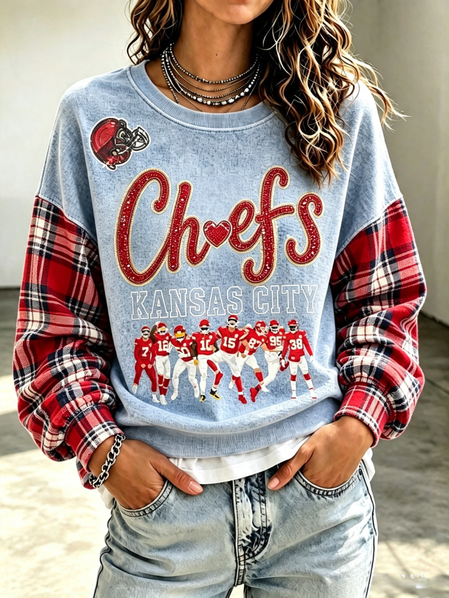Women's Football Printed Casual Sweatshirt
