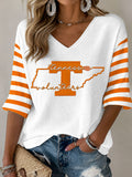 Women's Football Print Waffle Top