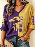 Women'S Football Print Waffle  Top