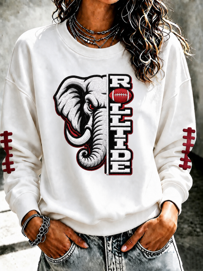 Women'S Football Printed Round Neck T-Shirt