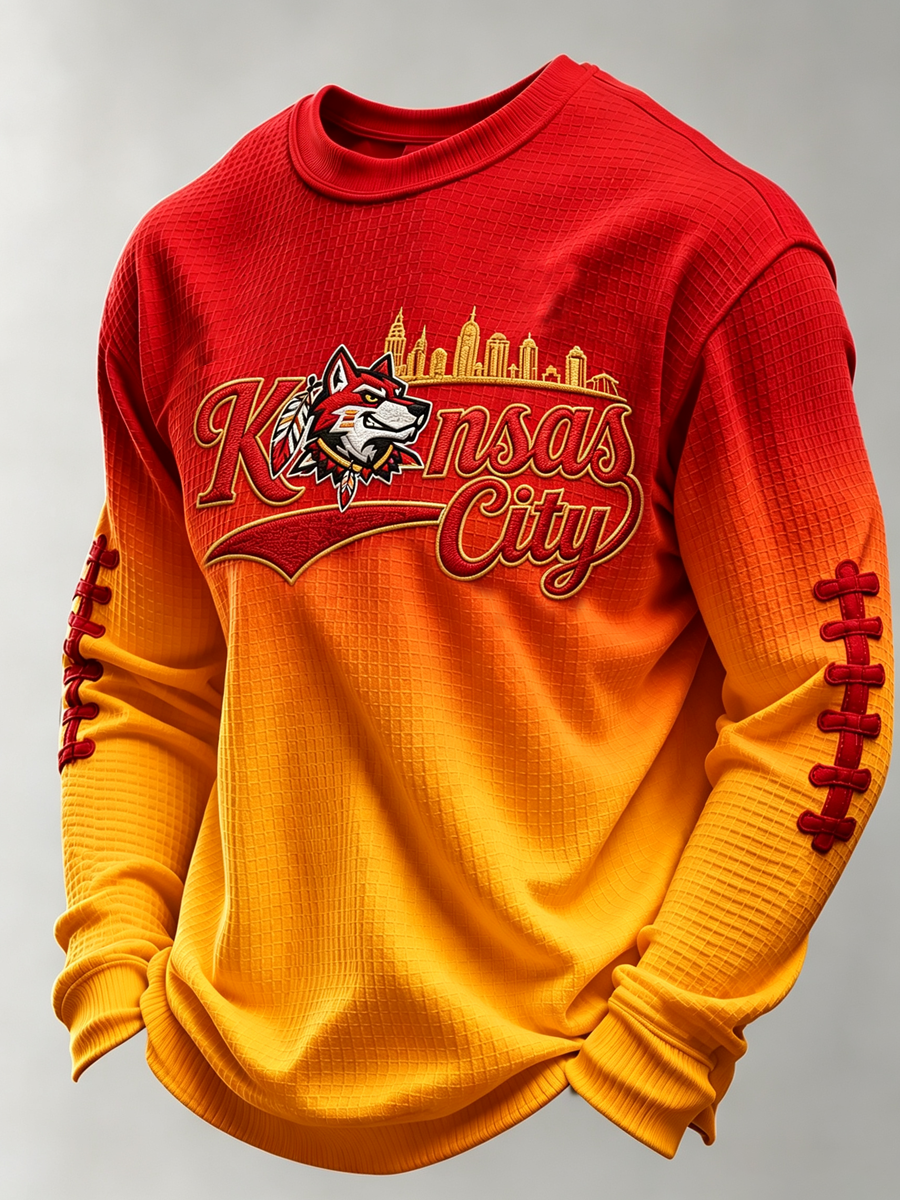 Men'S Football Printed Waffle T-Shirt
