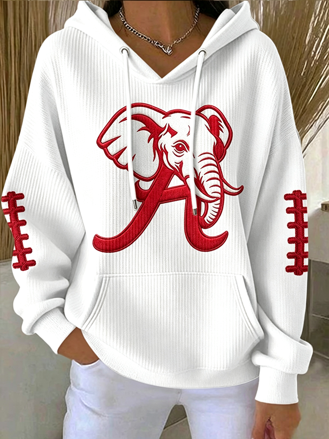 Women'S Rugby Printed Hooded Sweatshirt
