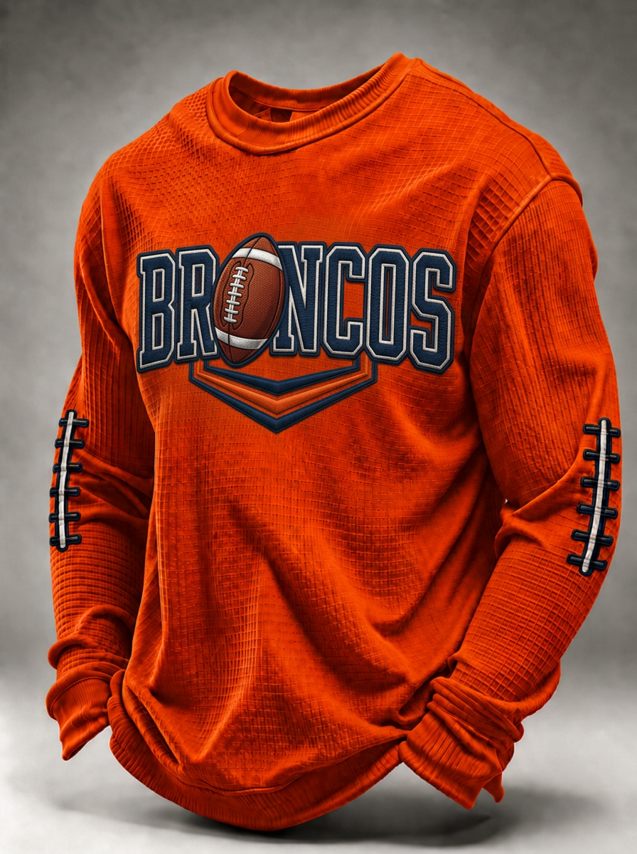Men's Denver Broncos Football Logo Sleeve Printed T-shirt