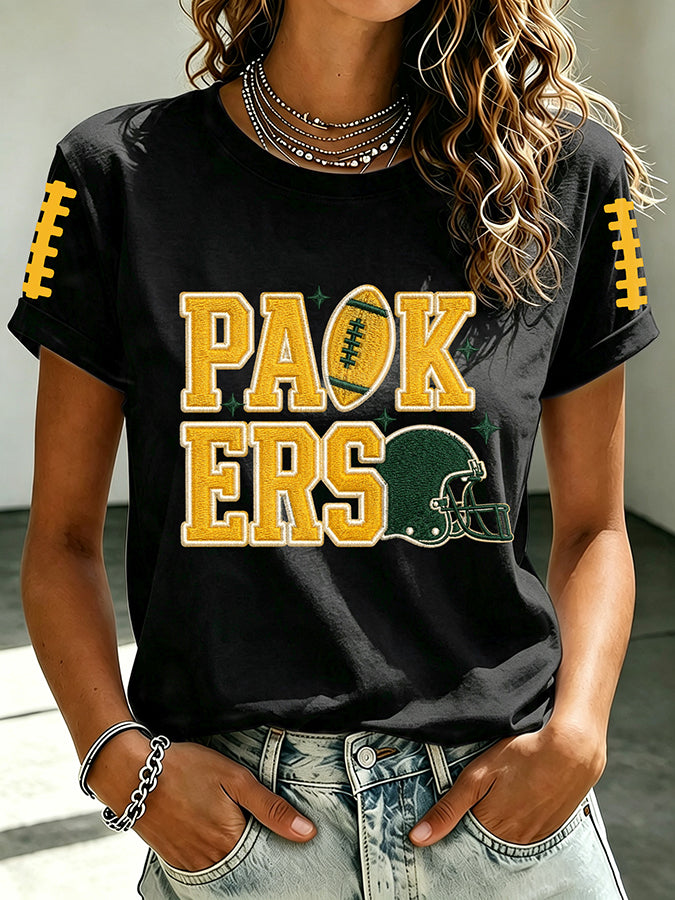 Women'S Retro Football Printed T-Shirt
