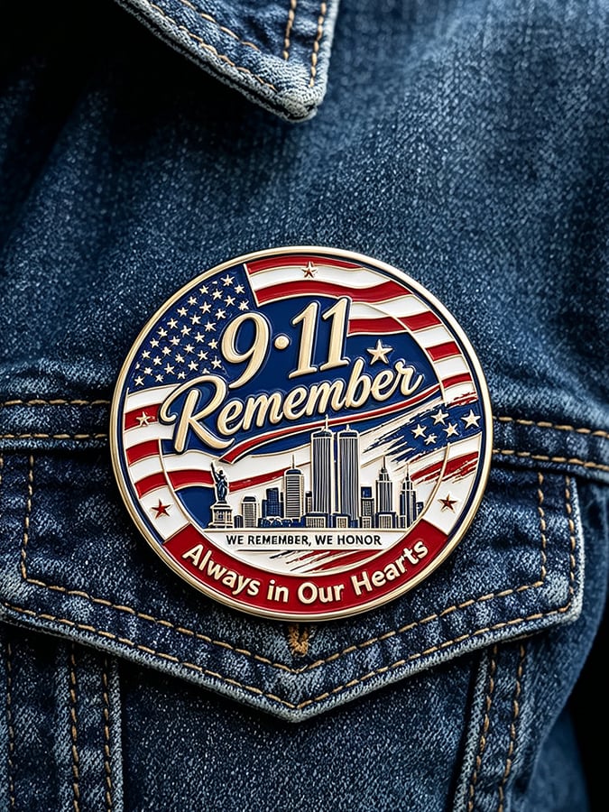 Unisex 9/11 25th Anniversary We Will Never Forget Brooch