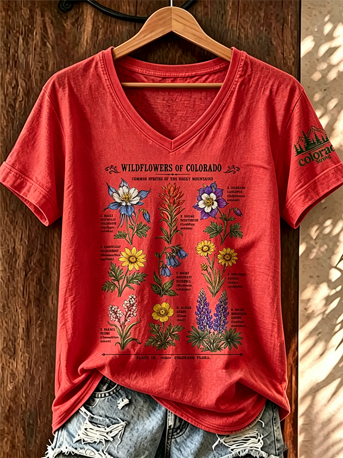 Women'S Colorado Printed V-Neck T-Shirt