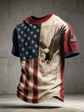 Men'S Retro Flag Design Print Printed Casual T-Shirt