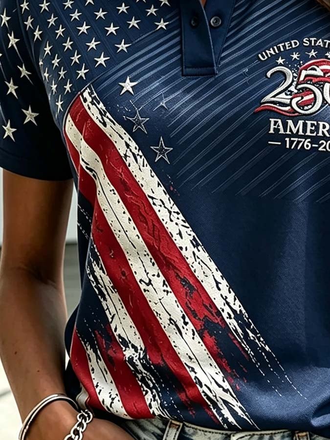 Women'S Independence Day Print Short-Sleeve Top