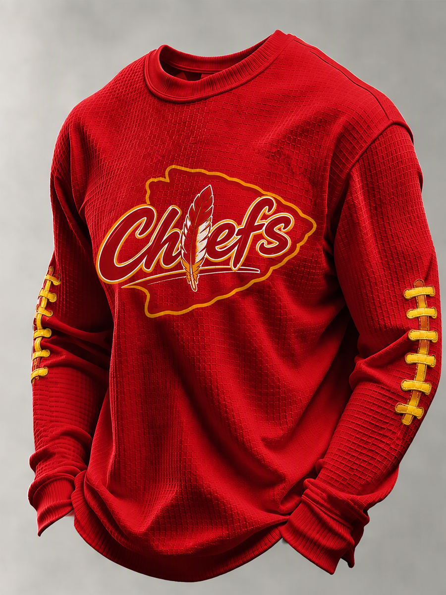 Men'S Football Printed Waffle Sweatshirt