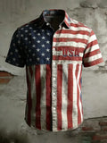 Men's Retro American Flag Printed Shirt