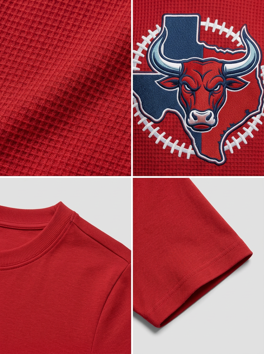 Men's Houston Texans Football Bull Texas Map Printed T-shirt